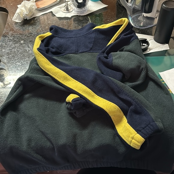 Men’s Turtle neck zip up. Blue yellow and green - Picture 2 of 4